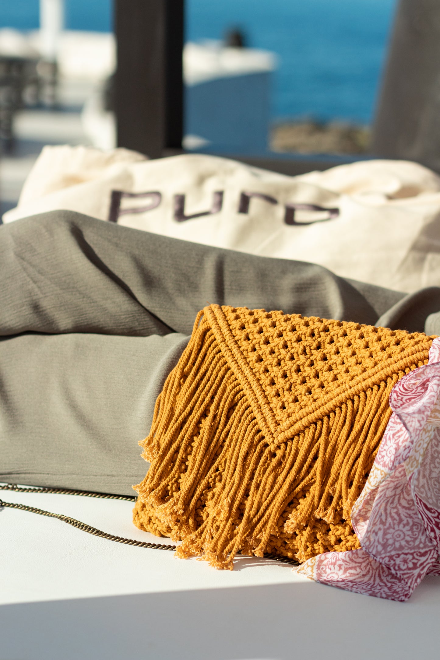 Brown crochet bag