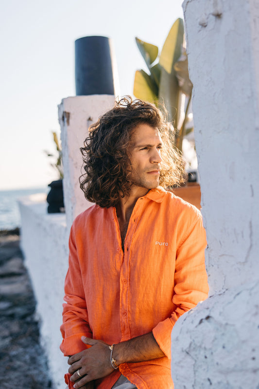 Coral linen shirt
